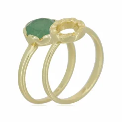 Moonstone Bagues|2 Bagues Cléo Aventurine en laiton doré