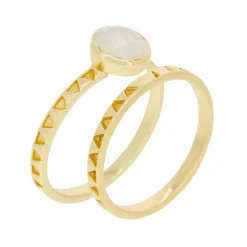 Moonstone Bagues|2 Bagues Erika Pierre de Lune en laiton doré
