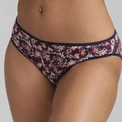 Playtex Lingerie, Nuit|2 Culottes échancrées Essential Cotton imprimé floral marine/prune