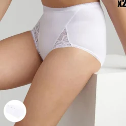 Playtex Lingerie, Nuit|2 Culottes Coton & Dentelle blanches