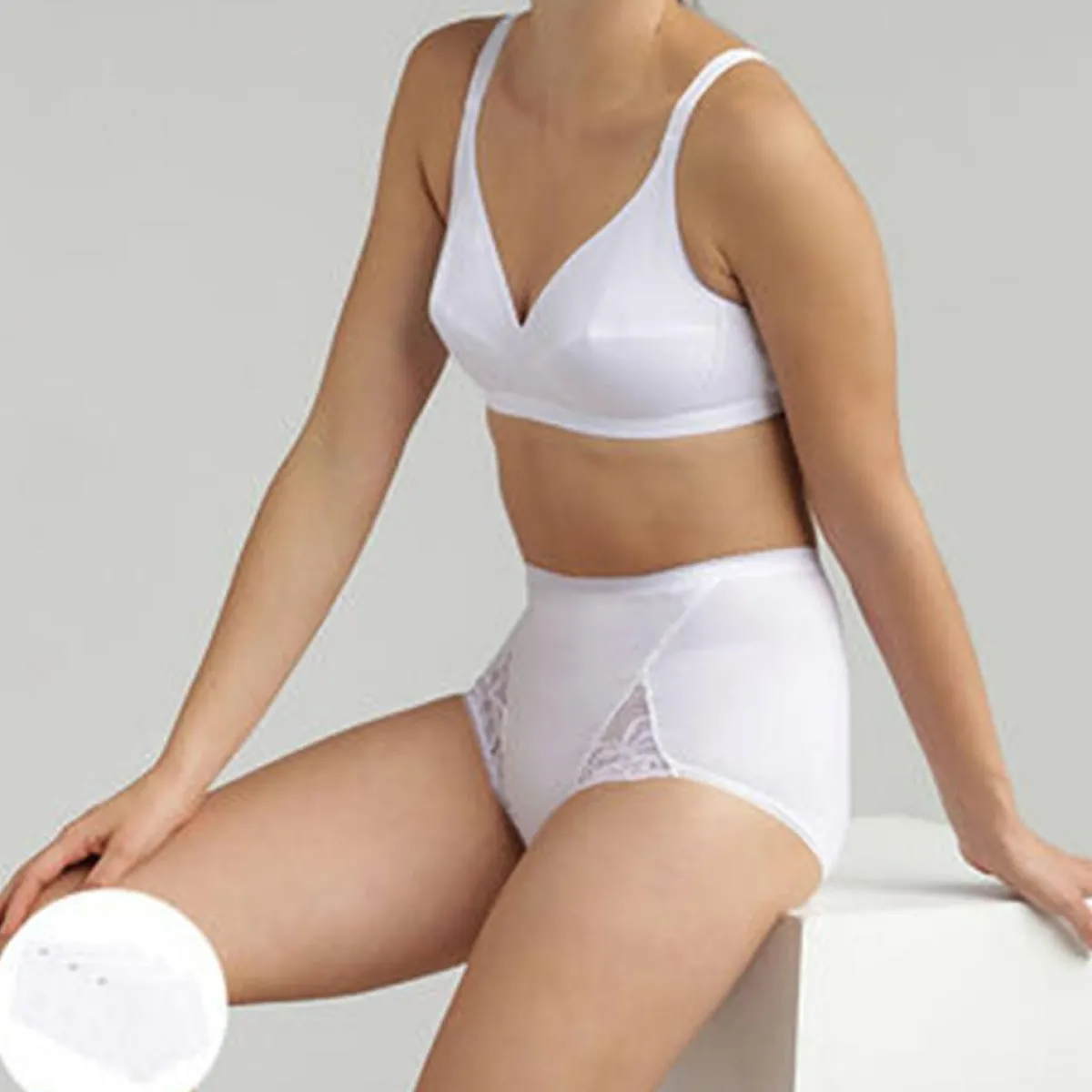 Playtex Lingerie, Nuit|2 Culottes Coton & Dentelle blanches