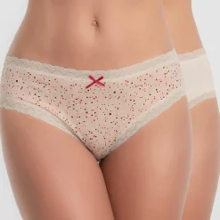 Playtex Lingerie, Nuit|2 Culottes Cotton Fancy beige/rouge/rose