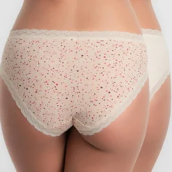 Playtex Lingerie, Nuit|2 Culottes Cotton Fancy beige/rouge/rose