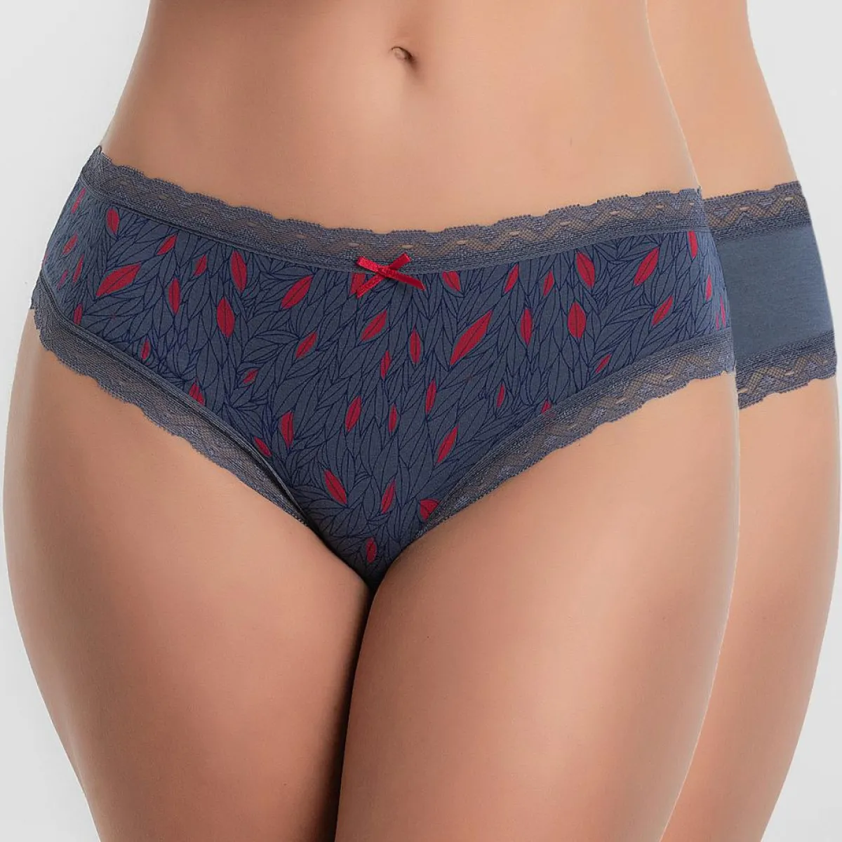 Playtex Lingerie, Nuit|2 Culottes Cotton Fancy bleu/rouge