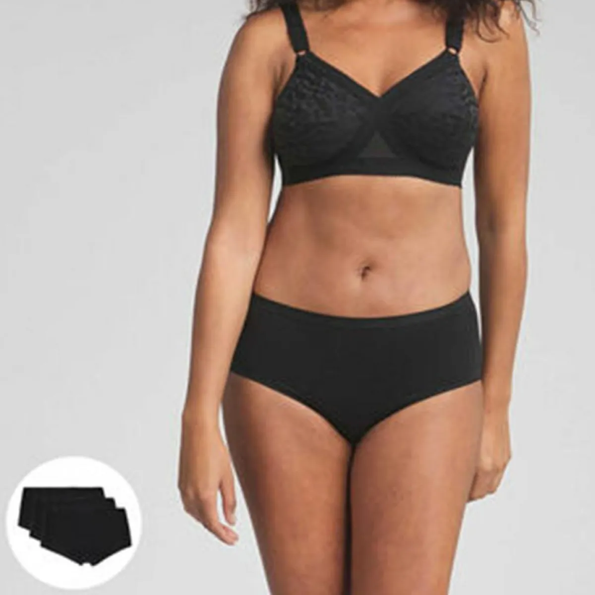 Playtex Lingerie, Nuit|2 Culottes en Coton Bio noires