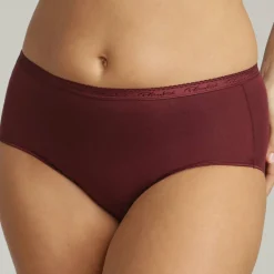 Playtex Lingerie, Nuit|3 Culottes midi Cotton Bio prune/imprimé/terracotta