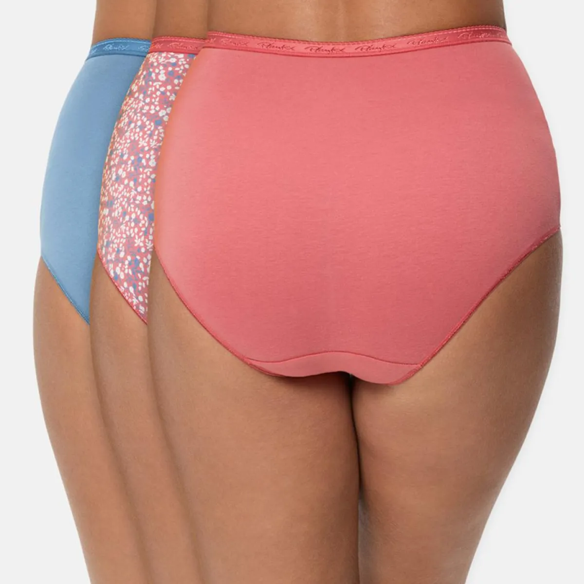 Playtex Lingerie, Nuit|3 Culottes taille haute Coton Bio rose/bleu