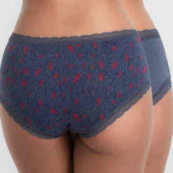 Playtex Lingerie, Nuit|2 Shorties Cotton Fancy bleu/rouge