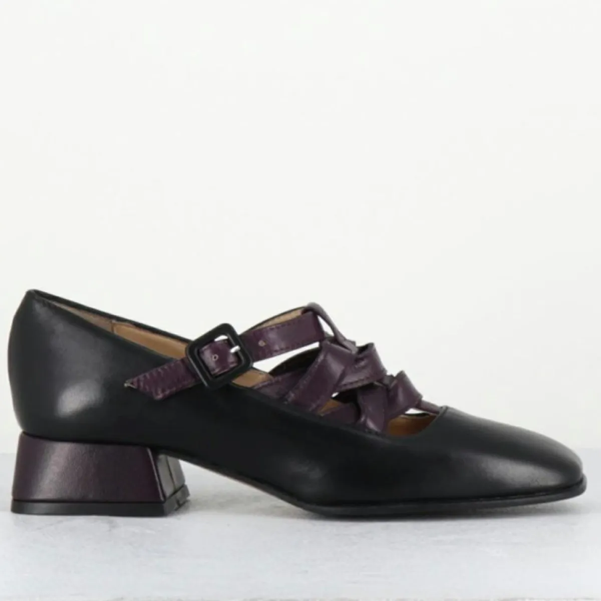 Garrice Lab Derbies|Babies en Cuir 5516 noir/prune