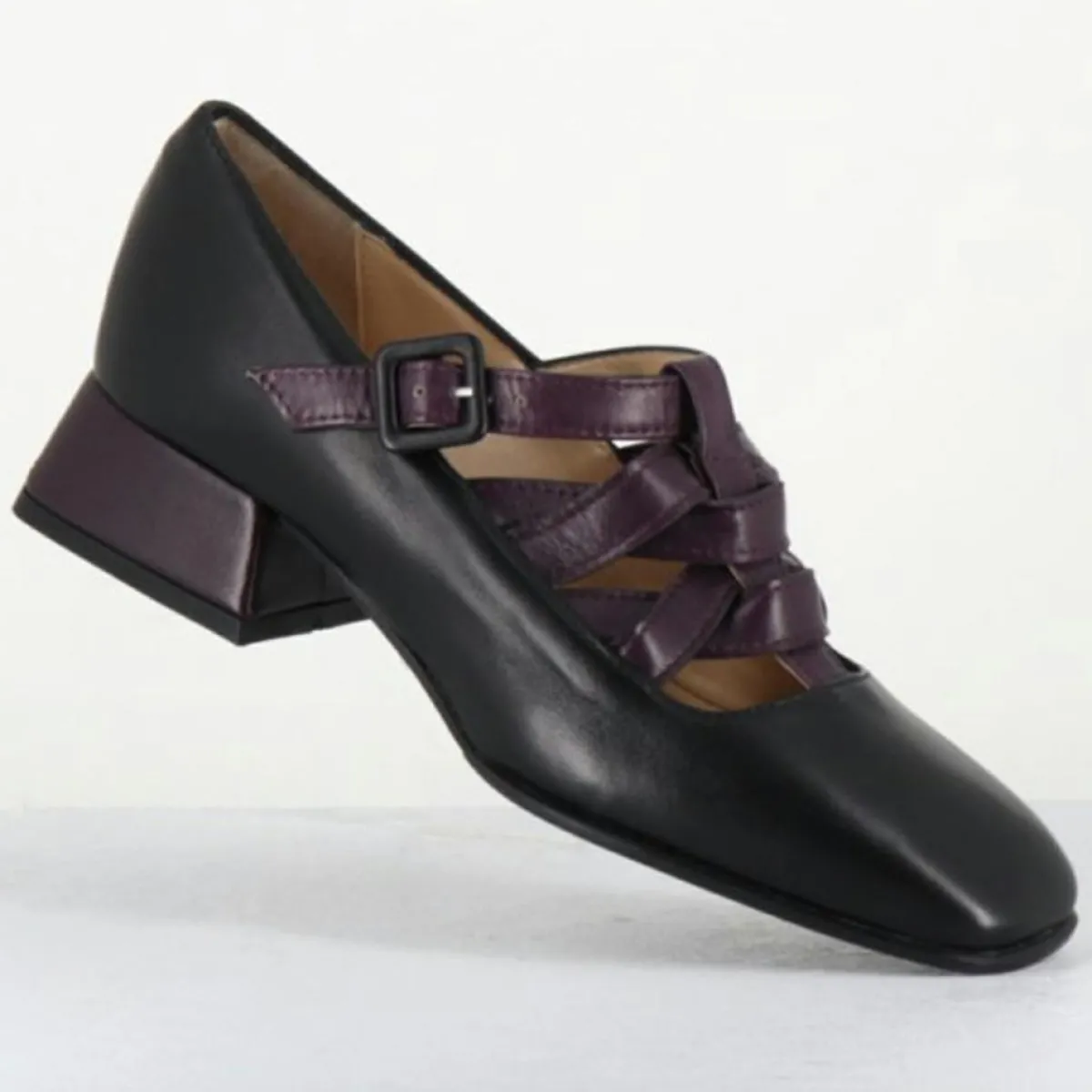 Garrice Lab Derbies|Babies en Cuir 5516 noir/prune