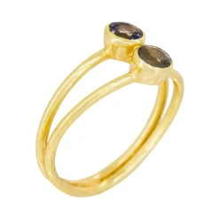 Moonstone Bagues|Bague Adela Iolite & Labradorite en laiton doré