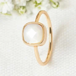 Moonstone Bagues|Bague Adélie Nacre blanche en laiton doré