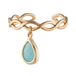 Moonstone Bagues|Bague ajustable Athéna Amazonite en laiton doré