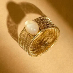 Instant d'Or Bagues|Bague ajustable Flamboyant Quartz rose or jaune