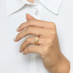 Instant d'Or Bagues|Bague ajustable Flamboyant Quartz rose or jaune