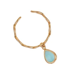 Moonstone Bagues|Bague ajustable Louise Aventurine verte en laiton doré