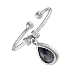 Moonstone Bagues|Bague ajustable Louise Labradorite en laiton argenté