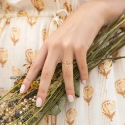 Moonstone Bagues|Bague ajustable Norah Agate en laiton doré