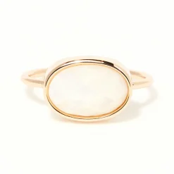Moonstone Bagues|Bague Albane Nacre blanche en laiton doré