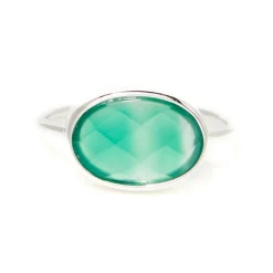 Moonstone Bagues|Bague Alexine Agate verte en laiton argenté