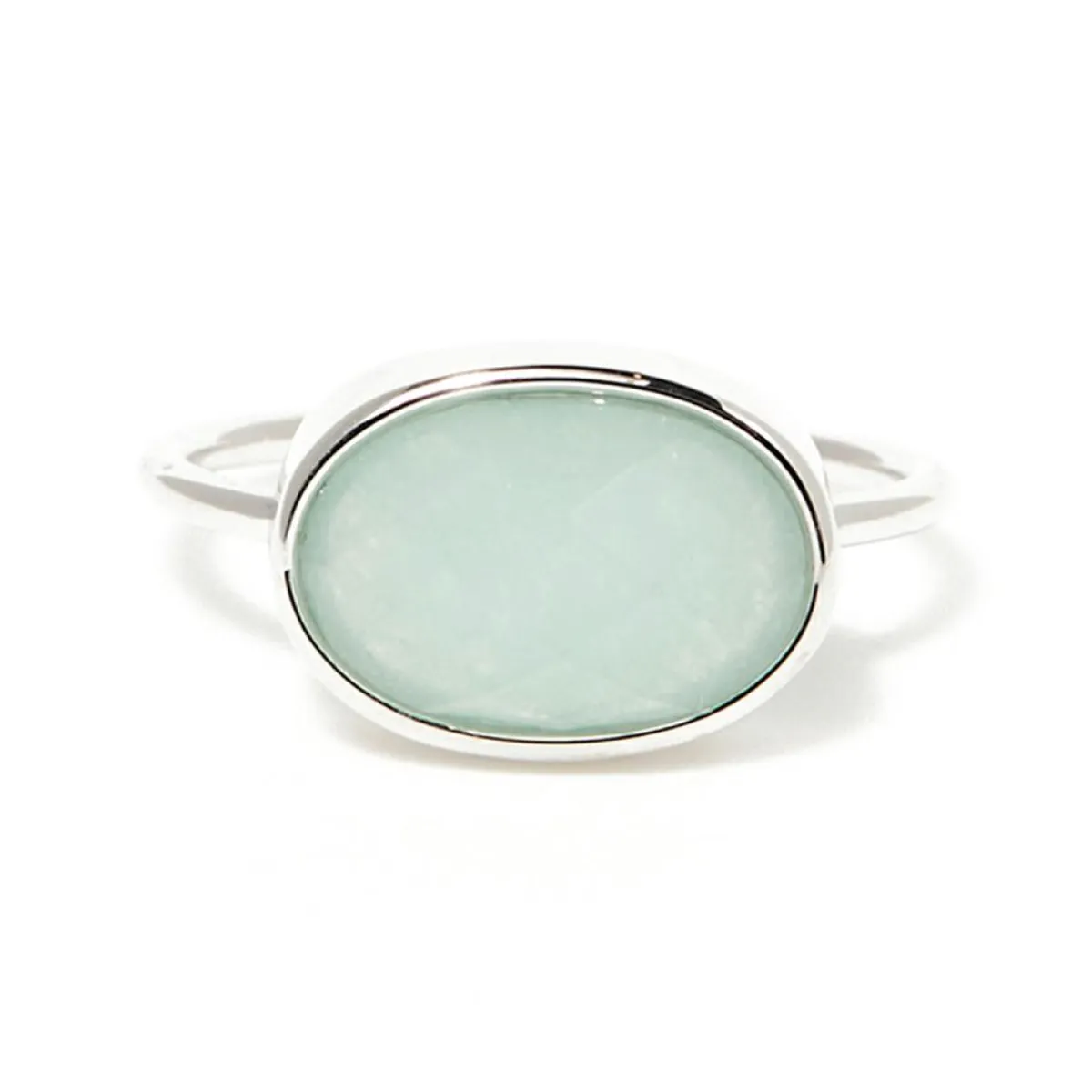Moonstone Bagues|Bague Celia Amazonite en laiton argenté