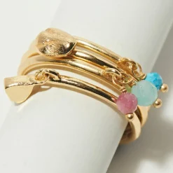 Moonstone Bagues|Bague Diana Multipierres en laiton doré