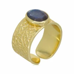 Moonstone Bagues|Bague Elisabeth Labradorite en laiton doré