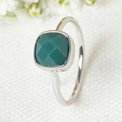 Moonstone Bagues|Bague Ella Agate en laiton argenté