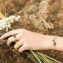 Moonstone Bagues|Bague Ella Agate en laiton doré