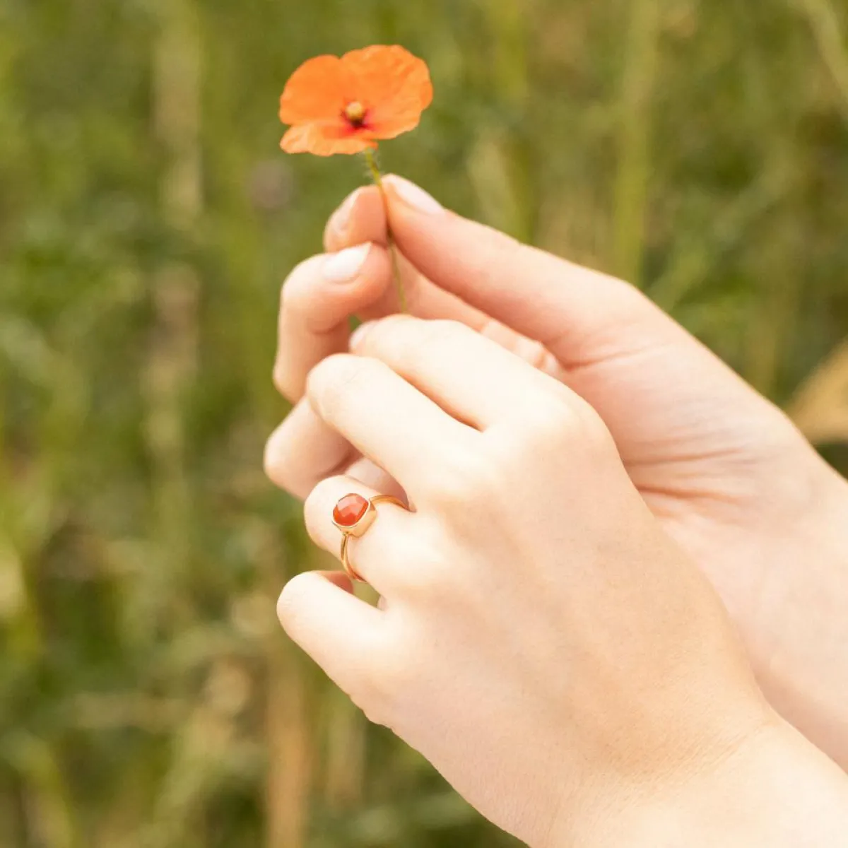 Moonstone Bagues|Bague Ella Agate en laiton doré