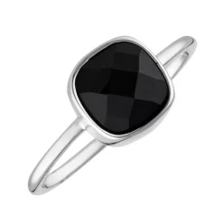 Moonstone Bagues|Bague Ella Onyx en laiton argenté