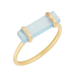 Moonstone Bagues|Bague Eléonore Calcédoine en laiton doré