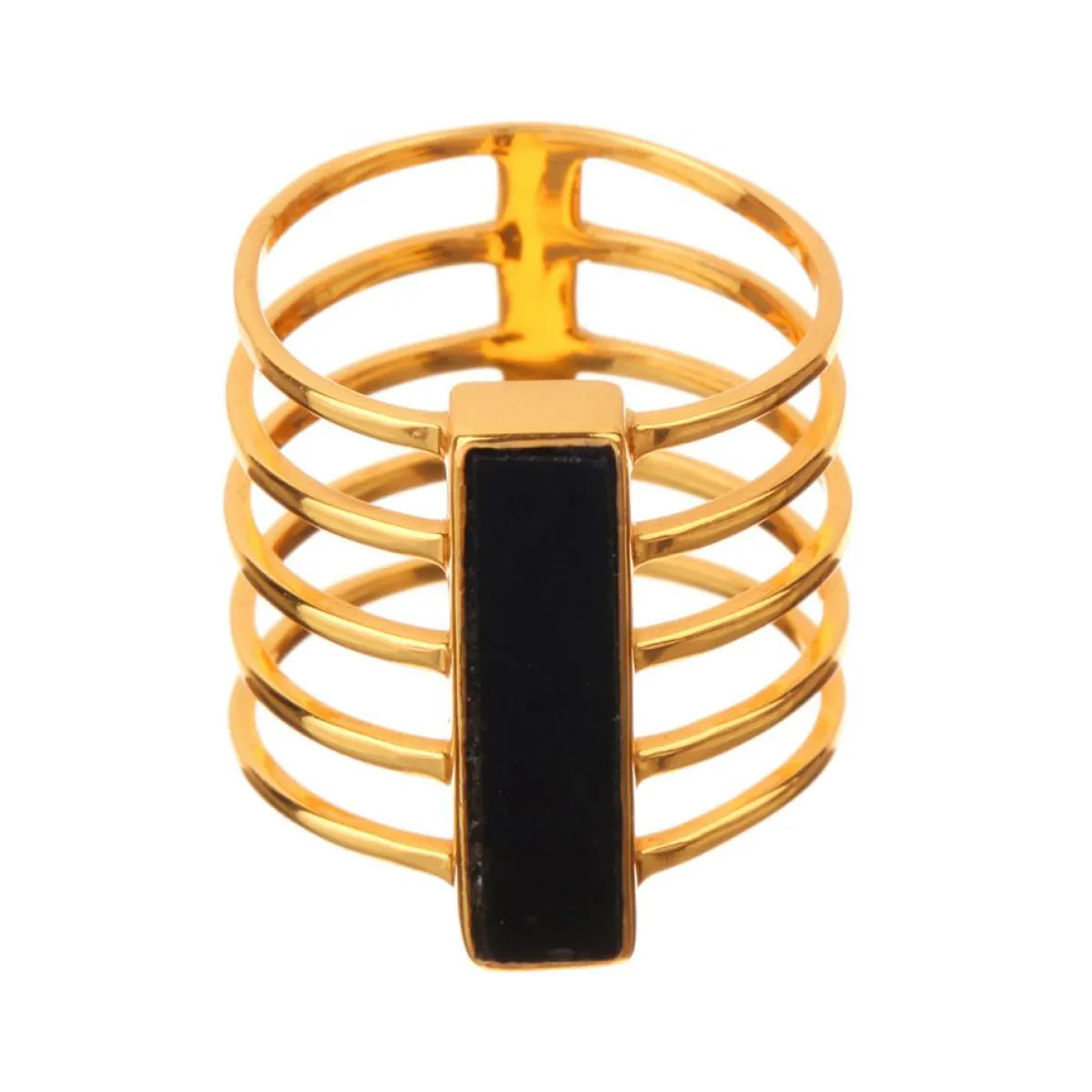 Moonstone Bagues|Bague Emma Onyx en laiton doré