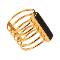 Moonstone Bagues|Bague Emma Onyx en laiton doré