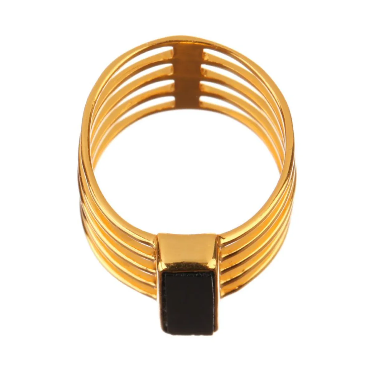 Moonstone Bagues|Bague Emma Onyx en laiton doré