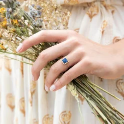 Moonstone Bagues|Bague Fiona Lapis en laiton doré