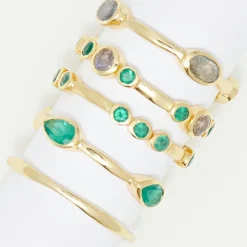 Moonstone Bagues|Bague Fiona Onyx verte & Labradorite en laiton doré