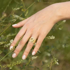 Moonstone Bagues|Bague Gregoria Améthyste Verte en Laiton doré