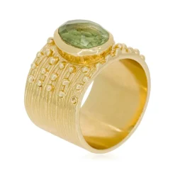 Moonstone Bagues|Bague Gregoria Améthyste Verte en Laiton doré