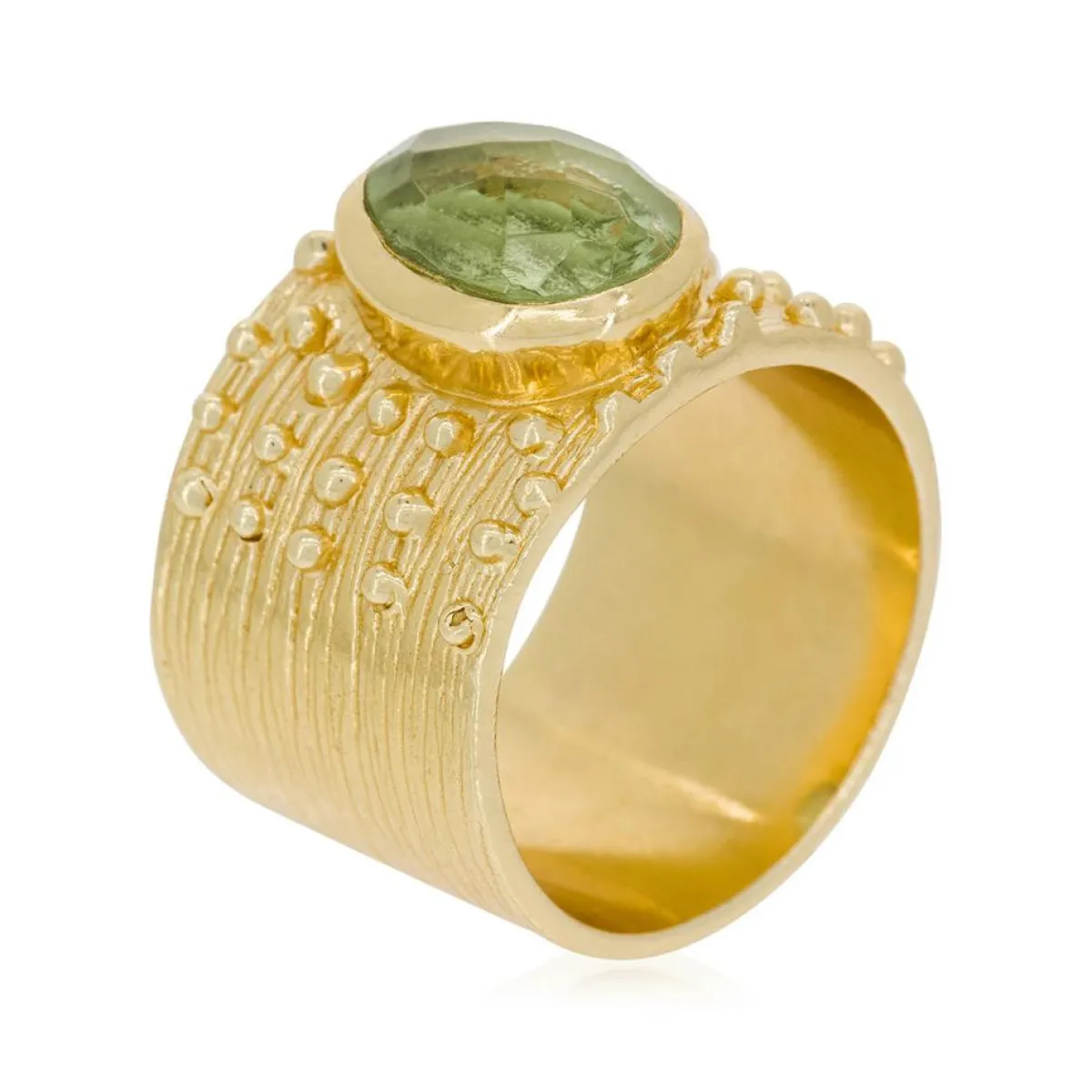 Moonstone Bagues|Bague Gregoria Améthyste Verte en Laiton doré