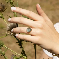 Moonstone Bagues|Bague Ilya Labradorite en laiton doré