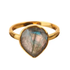 Moonstone Bagues|Bague Ilya Labradorite en laiton doré