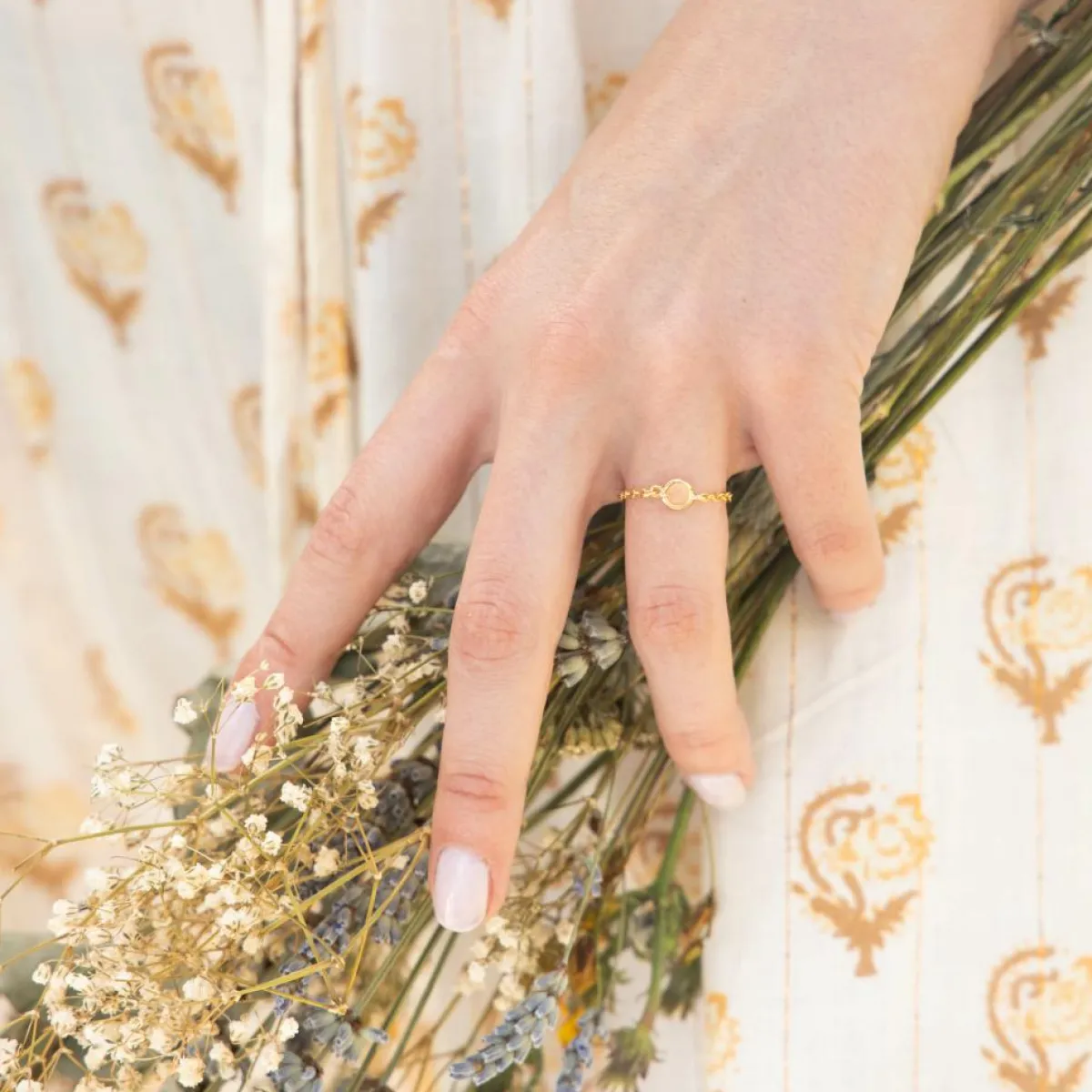 Moonstone Bagues|Bague Léa Aventurine en laiton doré