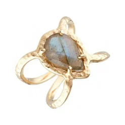 Moonstone Bagues|Bague Liva Labradorite en laiton doré
