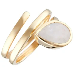 Moonstone Bagues|Bague Luna Pierre de lune en laiton doré