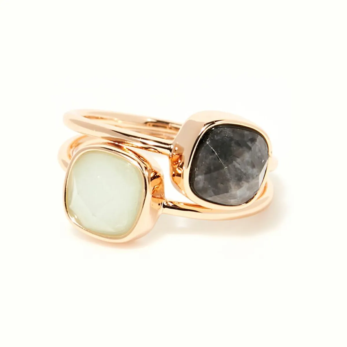 Moonstone Bagues|Bague Naelia Amazonite & Labradorite en laiton doré