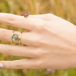 Moonstone Bagues|Bague Nicole Labradorite en laiton doré