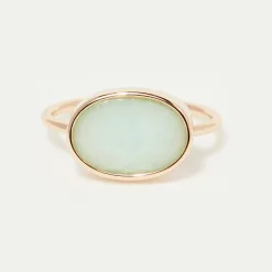 Moonstone Bagues|Bague Noelie Amazonite en laiton doré