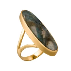 Moonstone Bagues|Bague Olivia Labradorite en laiton doré
