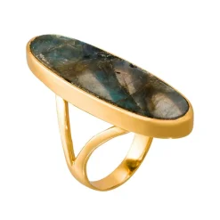 Moonstone Bagues|Bague Olivia Labradorite en laiton doré